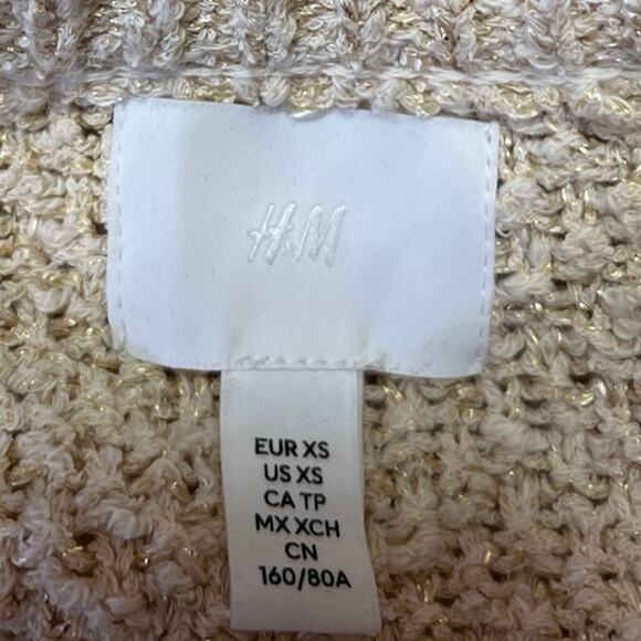 H&M Yellow Gold Metallic Long sSeeve Button Down Cardigan Sweater Top Size XS - Picture 4 of 5